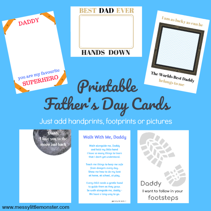 Image for Printable Father's Day Cards - Just add handprints and footprints