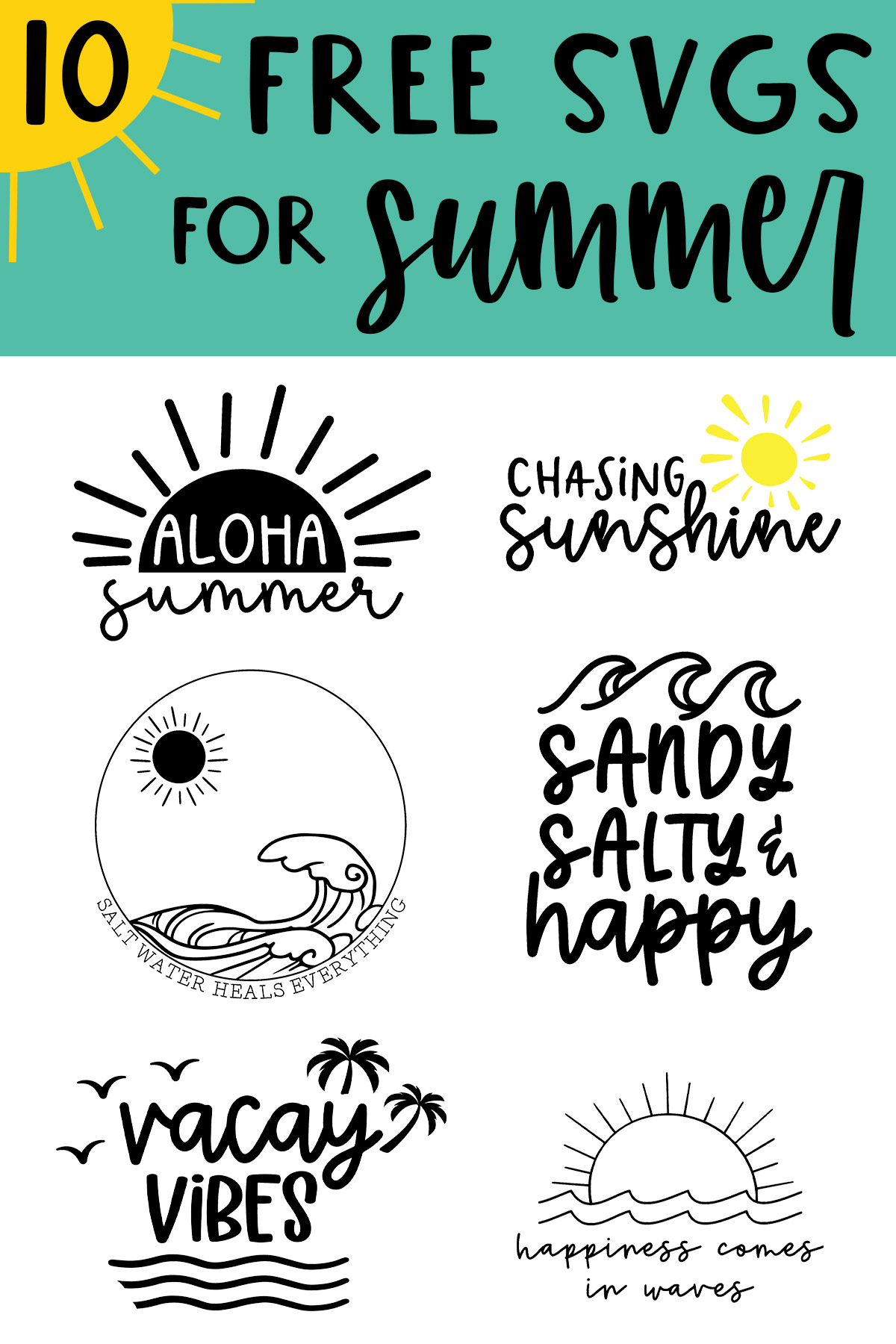 At the top it says 10 free SVGs for summer. Below that are some of the free SVGs you can get in the set.