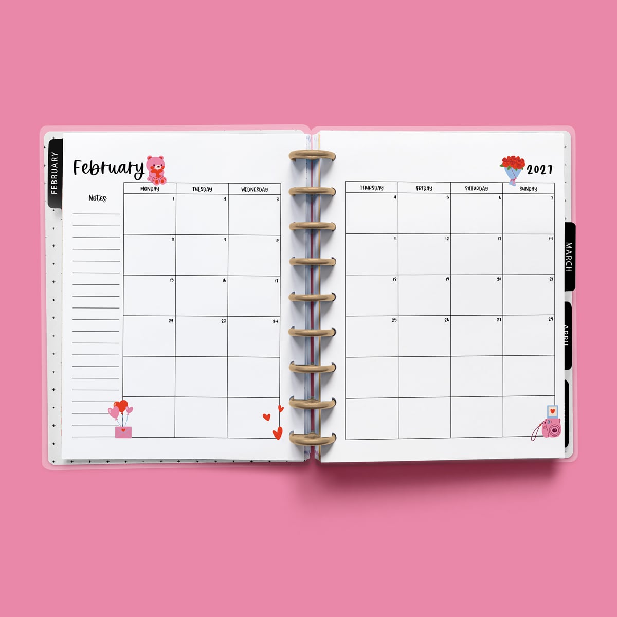 This image is an example of one of the printable 2027 calendar you can get for free at the end of this post. This is showing the month of February without holidays.