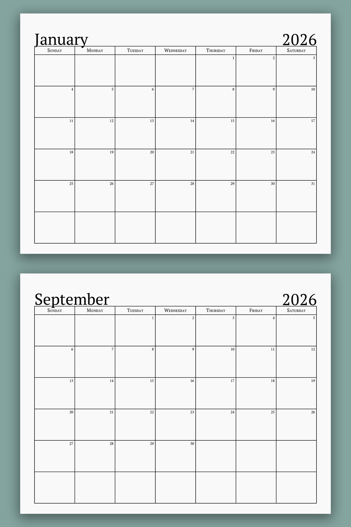 Free 2026 and 2025 Printable Calendar: One Page Monthly Templates