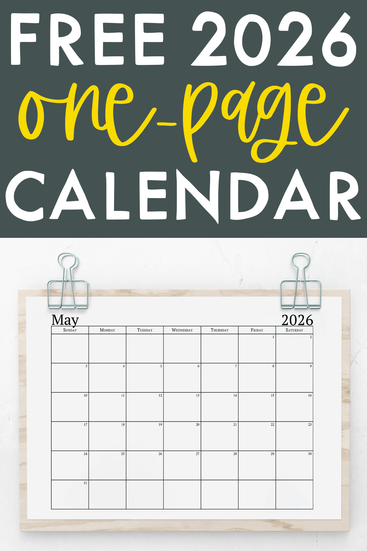 2026 PRINTABLE CALENDAR ONE PAGE visual data 4