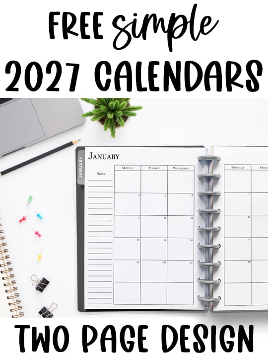 Free Printable 2027 & 2026 Calendar: Simple Monthly Calendars