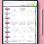 This image shows a 2027 free printable year at a glance calendar you can get for free in this blog post. It shows it in a digital planner instead of printed.