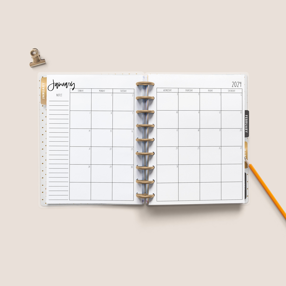 Monthly Calendar Printed Separated Month by Month Made for 