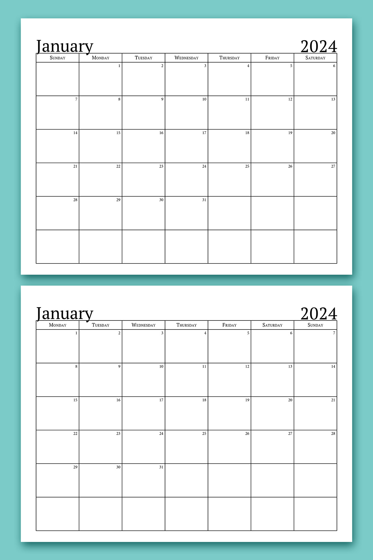 Free 2024 Printable Calendar: One Page Monthly Templates