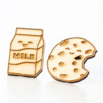 This is an image of a completed pair of wood earrings - milk and chocolate chip cookie - made with an xTools M1 laser machine. Learn how to make the wood earring in the post.