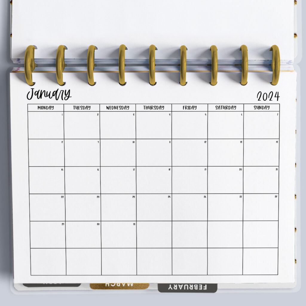 Free 2024 Printable Calendar with Monday and Sunday Start