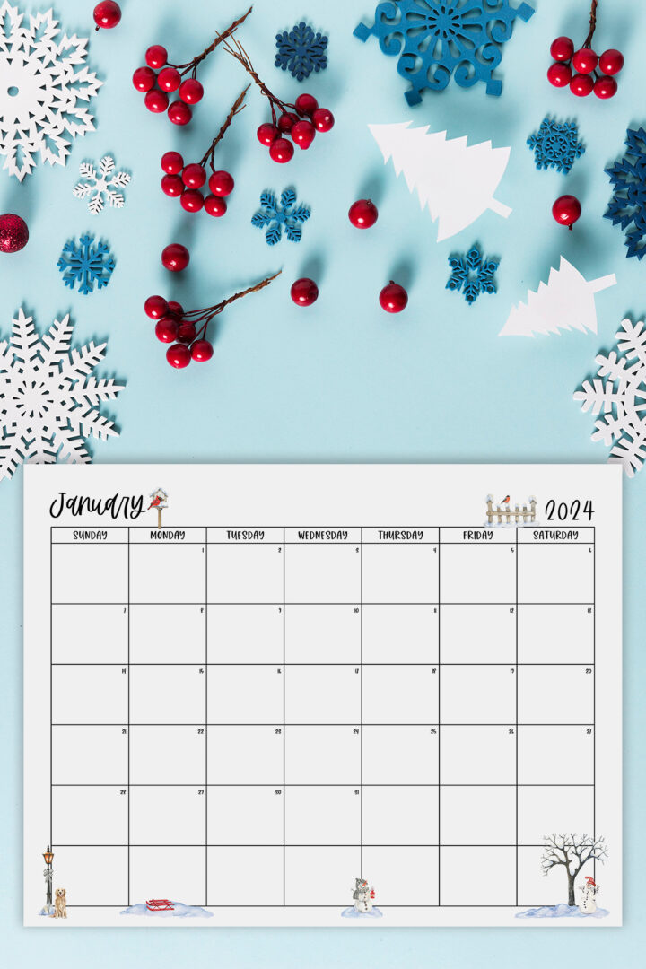 Free 2024 Printable Calendar with Monday and Sunday Start