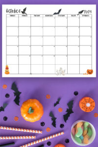 This image shows one of the months from this set of free printable calendars (starting with either a Sunday or Monday). This example is showing the month of October.