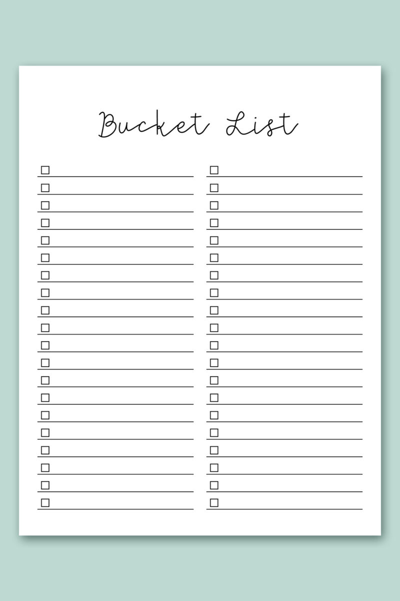 Free Bucket List Printable Templates (summer, travel, etc)