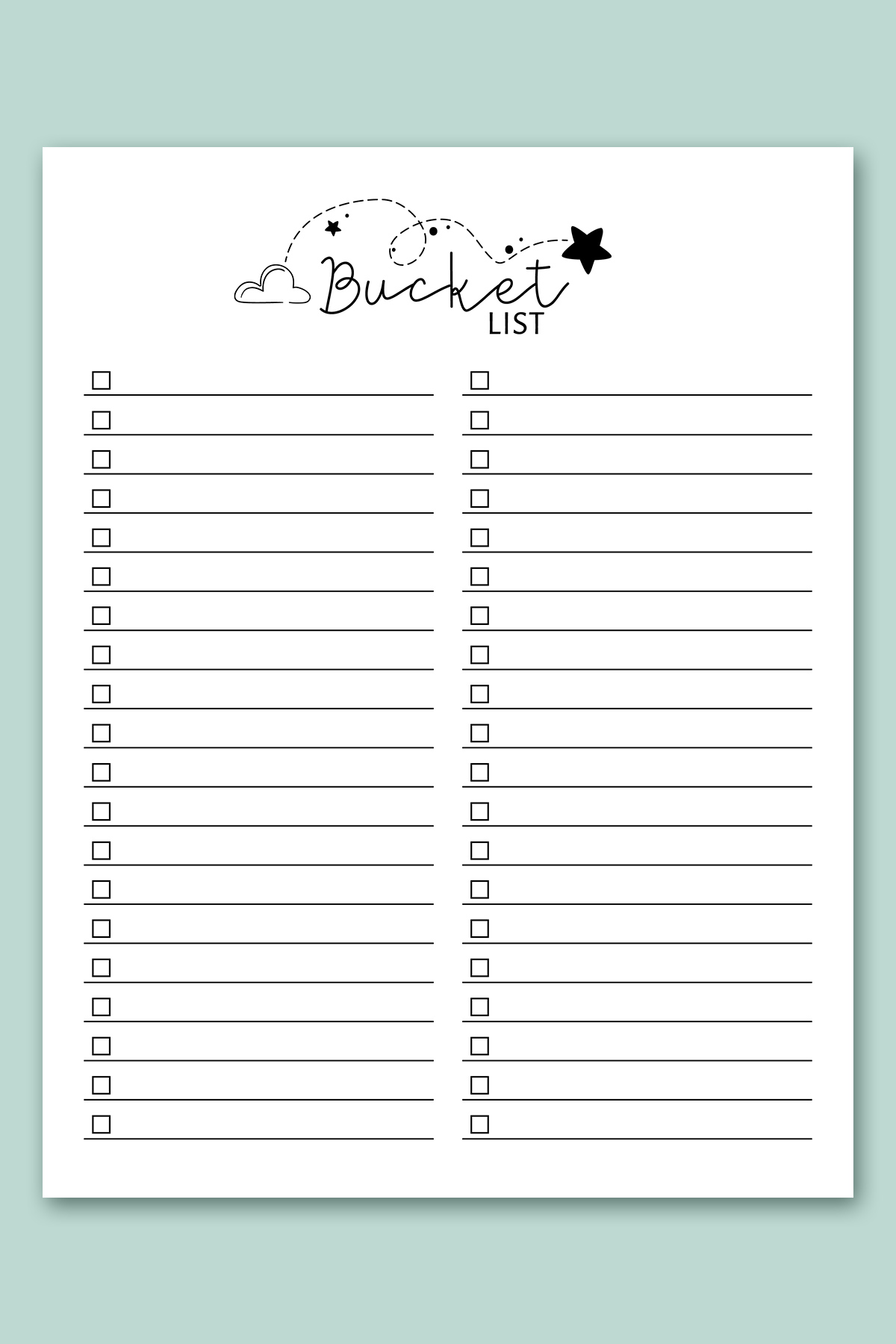 Printable At Home Bucket List (Blank Template Included!) – buck & co.