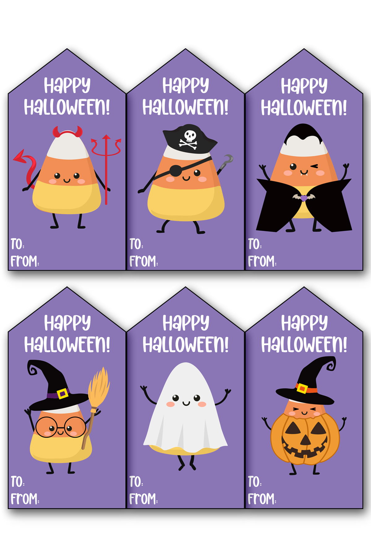 This image shows one of the 17 free sheets of free Happy Halloween printable tags you can download for free in this blog post.