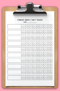 This image is of a 28 day habit tracker that you can get for free at the end of this blog post.
