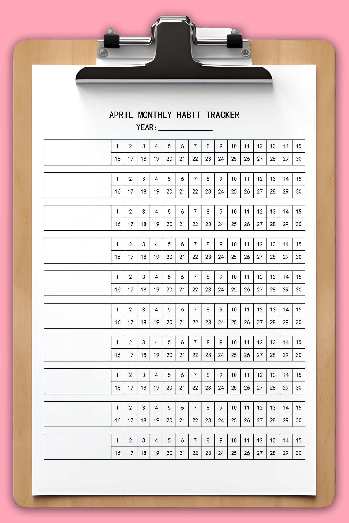 This image is of a 30 day habit tracker that you can get for free at the end of this blog post.