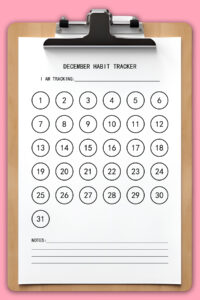 This image is of a 31 day habit tracker that you can get for free at the end of this blog post.