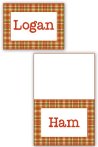 This image shows an example of the free Thanksgiving place card and name cards you can get for free in this blog post.