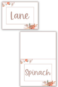 This image shows an example of the free Thanksgiving place card and name cards you can get for free in this blog post.