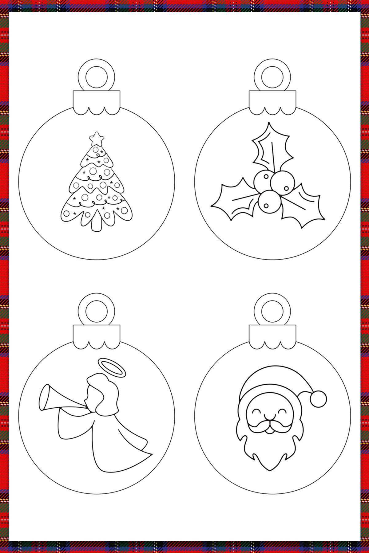 This image is of some of the free Christmas ornaments printable pages you can download at the end of this blog post.