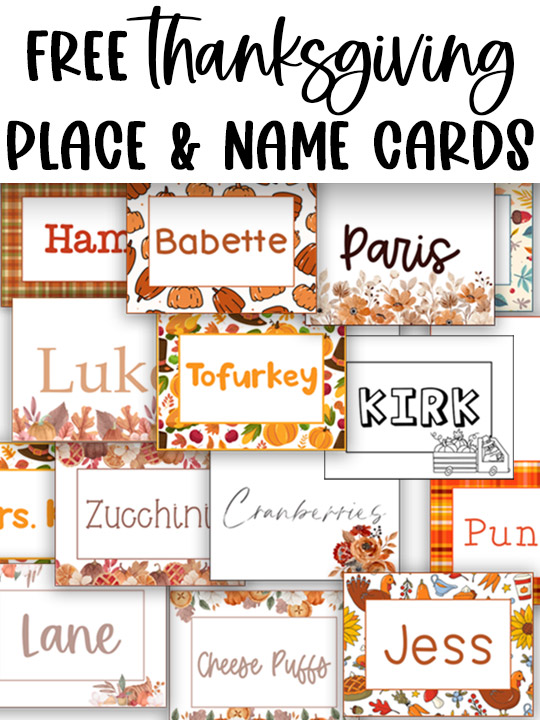 Printable Thanksgiving Name Cards Editable Thanksgiving Place Cards