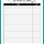 Black-and-white ‘27 Goals for 2027’ printable planning sheet with numbered lines and a date-completed section, shown on a teal background.