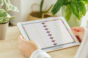 This image shows the free digital planner you can get in this post.