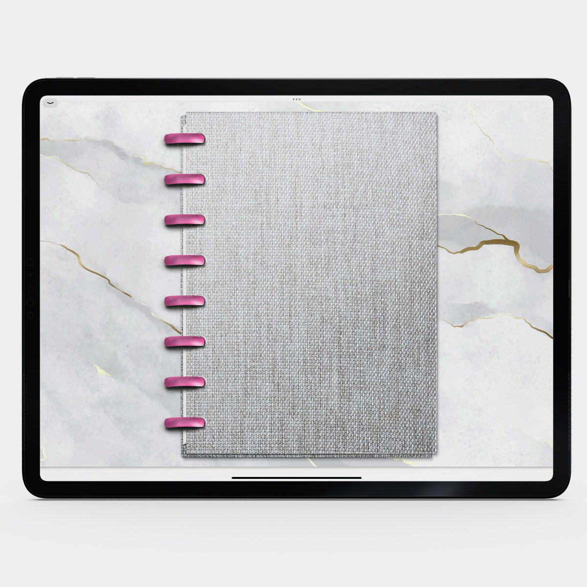 This image shows the free digital planner you can get in this post. It is open to the cover page.