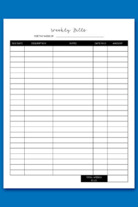 This is an example of one of the free weekly expense tracker printable options you can get in this post for free.