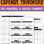 At the top it says free weekly expense trackers for printable & digital planners. Below that are some of the free weekly expense tracker printables.