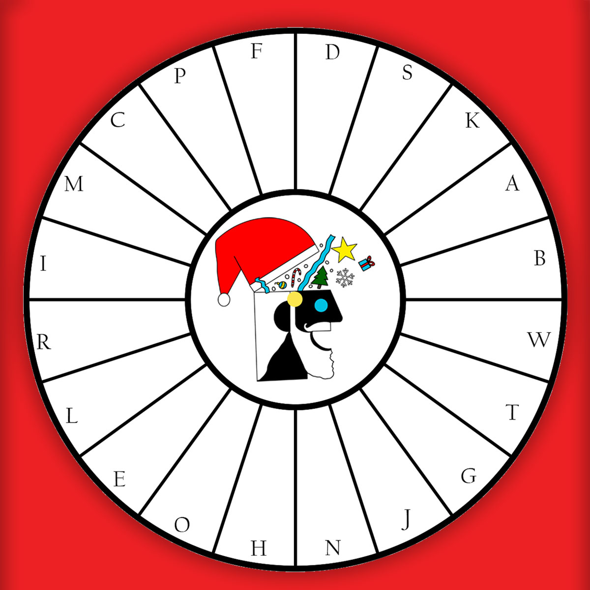 This image shows the free Christmas Scattergories spinner included in the free game set.