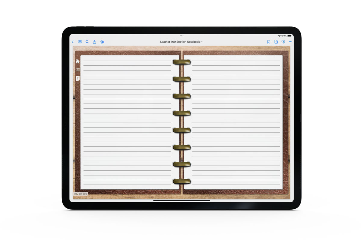 This image shows an example of the free digital notebook in the Goodnotes app.