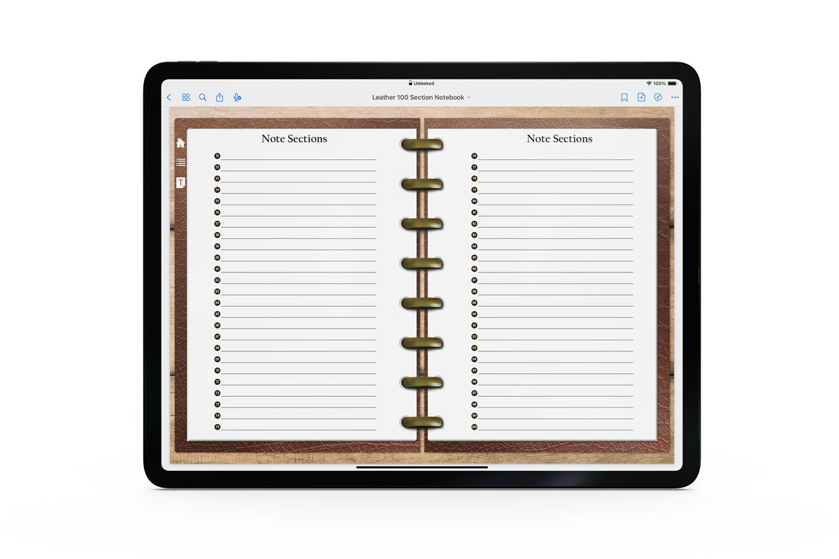 This image shows an example of the free digital notebook in the Goodnotes app.