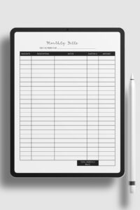 This is an example of one of the free monthly expense tracker printable pages available in this blog post for free.
