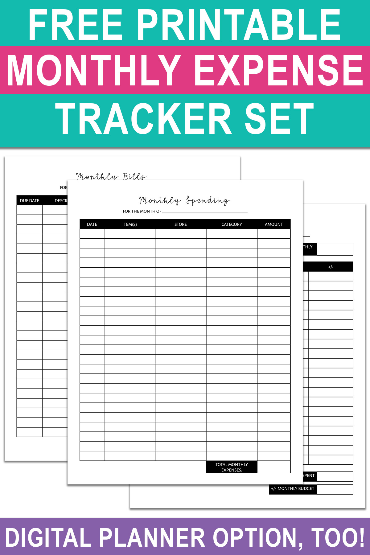 Monthly Expense Tracker Printable