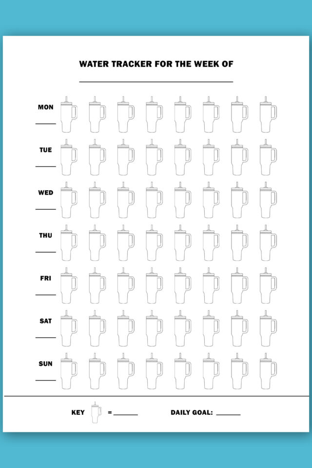 Free Printable & Digital Water Tracker Template Set