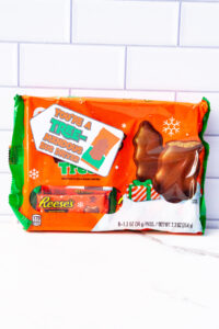 This is one of the free Christmas treat gift tags you can download in this post. It says, You’re a Tremendous Teacher. This version of the tag features the Reese’s Peanut Butter Tree. The tag is attached to a pack of Reese’s Peanut Butter trees.