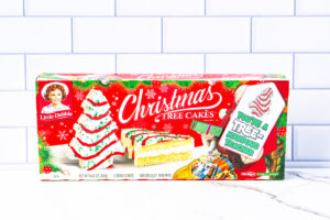 This is one of the free Christmas treat gift tags you can download in this post. It says, You’re a Tremendous Teacher. This version of the tag features the Little Debbie Christmas cake. The tag is attached to a box of Little Debbie Cakes.