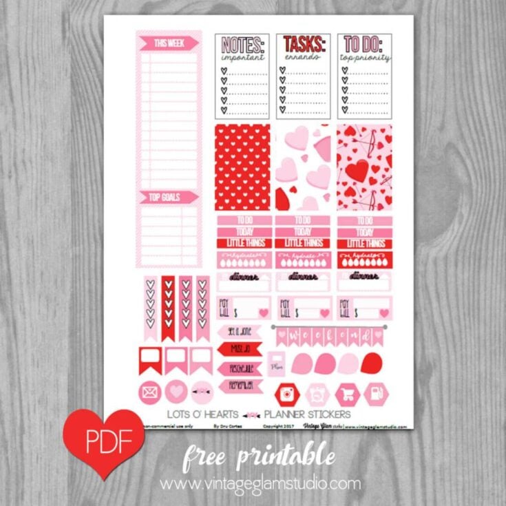 Image for Lots O' Hearts Planner Stickers - Free Printable