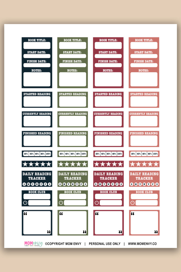 Free Book Planner Stickers | Printable or Digital Download