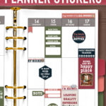 Graphic showing a planner spread decorated with book-themed stickers beneath the heading &ldquo;Free Book Planner Stickers &ndash; 190 Printable & Digital Stickers.&rdquo;