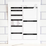 Single printed dream log page displayed against a white subway-tile background, showing sections for dream details, vibe checkboxes, notes, sleep quality, and interpretation.