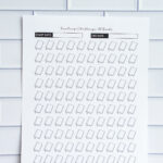 A vertical image of a “Reading Challenge: 100 Books” printable featuring 100 small book icons arranged in a grid, plus start and end date boxes.