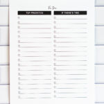Minimalist two-column to-do list printable page with checkbox circles.