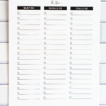 Three to-do list printables displayed side-by-side: priorities layout, Must/Should/Could layout, and weekly layout.