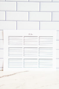 Vertical to-do list printable featuring lined task boxes arranged in rows on a white background.