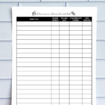 A printable &ldquo;Television Shows to Watch&rdquo; list against a tile wall. It offers columns for show title, season number, release date, streaming app or channel, and date watched.