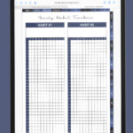 iPad showing the Yearly Habit Tracker spread, featuring two side-by-side habit charts with numbered rows and monthly columns for tracking progress across the entire year.