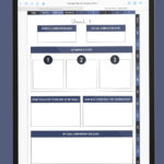 iPad displaying a goal-setting page labeled &ldquo;Goal 1,&rdquo; including completion date boxes, three actionable steps, space to consider roadblocks, and a prompt explaining why the goal matters.