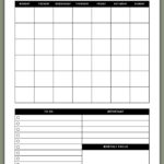 Black-and-white undated May monthly calendar with a full grid at the top and a lower section for To-Do items, Important notes, and a Monthly Focus box.